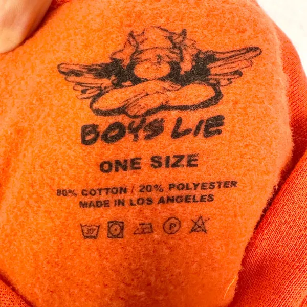 Boys Lie 1-800-Boys-Lie Remix Hoodie One Size Orange Rhinestone Embellishment - Image 6