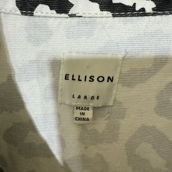 EUC Ellison Black White Leopard All Over Print Denim Utility‎ Jacket - Large OLD - Image 3