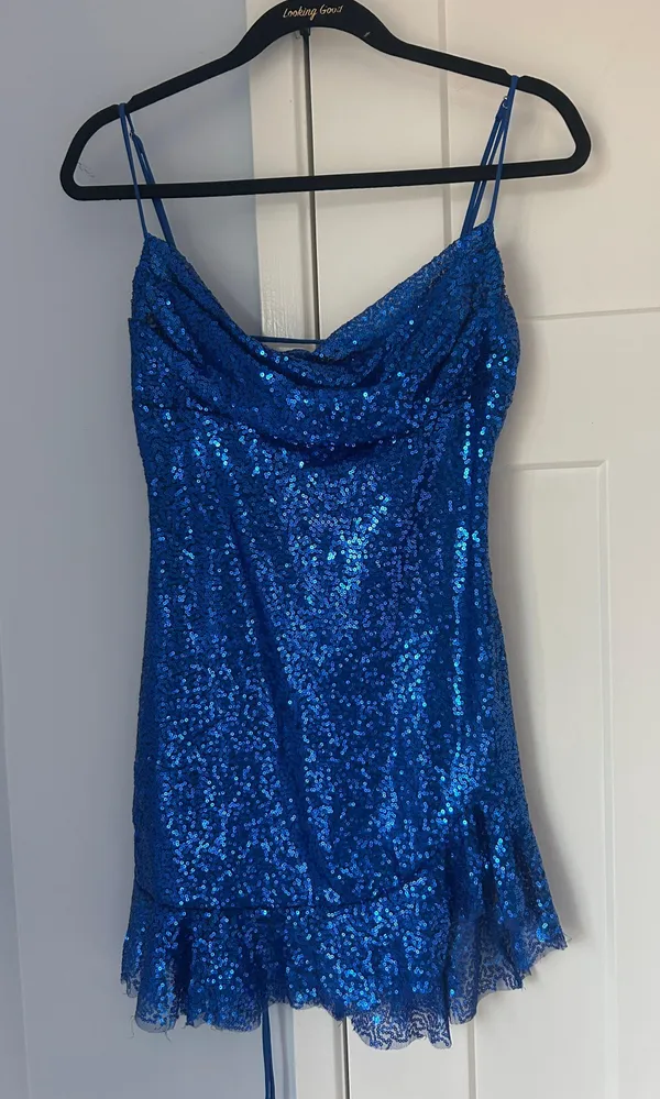 Blue Sequin Mini Dress - Image 3