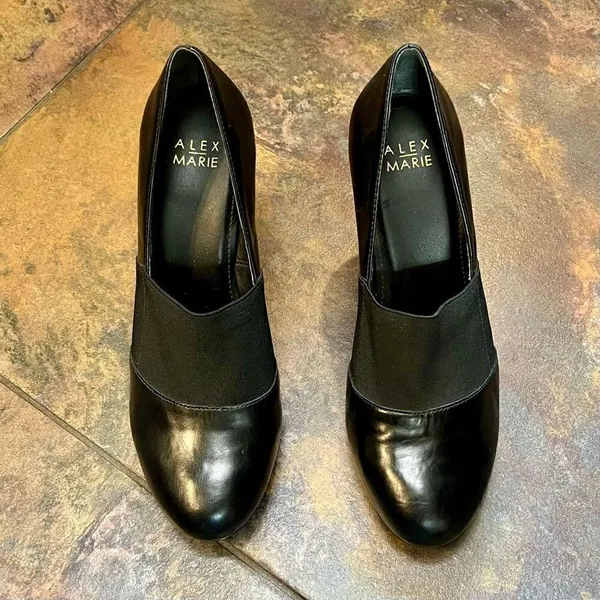 Alex Marie Black High Heel Pump Elastic Strap Size 8.5 M - Image 2