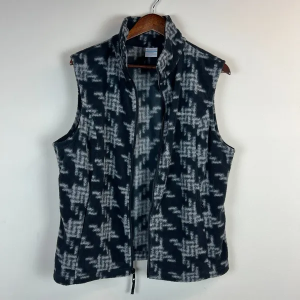 Columbia Vest Womens XL Black Gray Fleece Full Zip Pockets Outdoor Layer Warm - Image 8