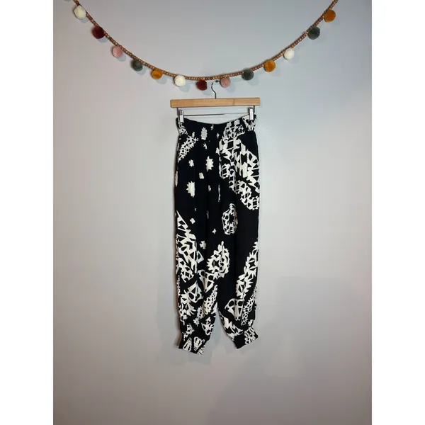 Anthropologie Aniya Balloon Joggers black motif printed pants - Image 2