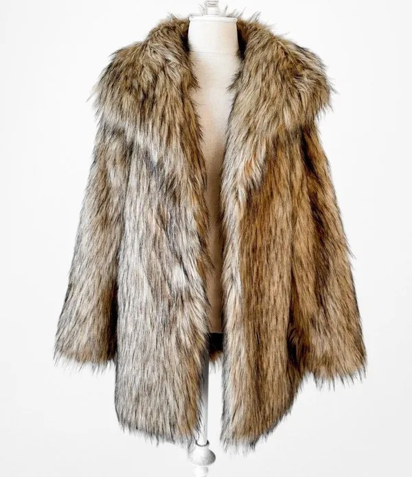 Nakd Fashion Brown Faux Fur Teddy Coat Jacket Size S - Image 5