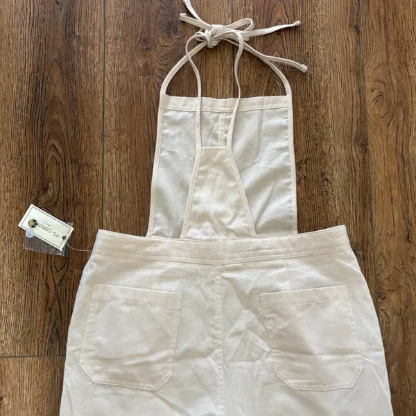 NWT No Comment Womens Cream Wide Leg‎ Overalls Size Large boho cottage cotton - Image 7