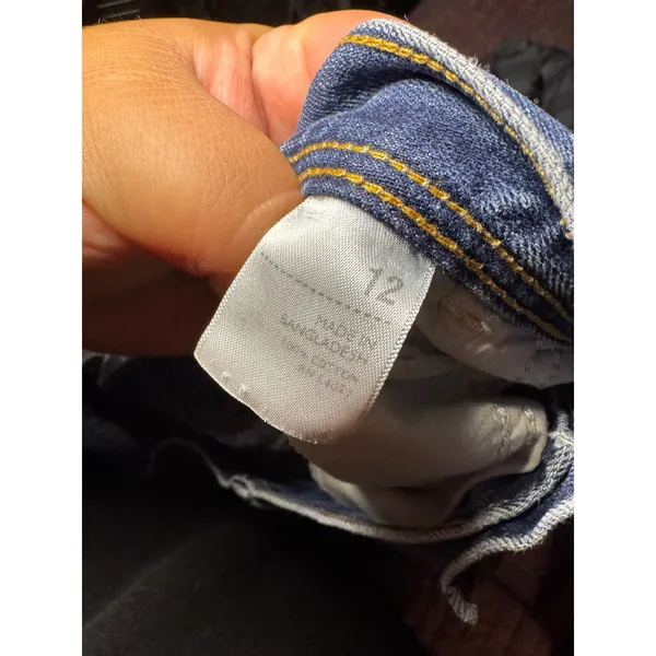 Old Navy Distressed Denim Mini Skirt Medium Wash Blue Cotton Size 12 - Image 4