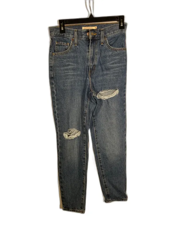 Levi’S High Waist Mom Jean Dark Wash Distressed 26 - Image 2