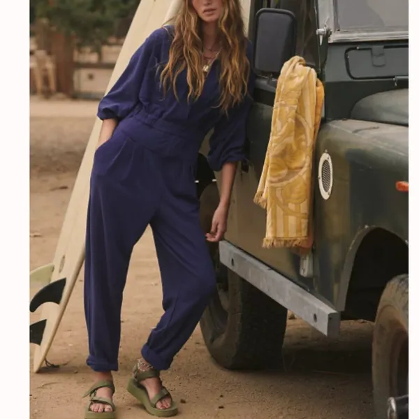 Free People Beach Faye One-Piece Jumpsuit Women S Utility Lounge Travel Casual - Image 11