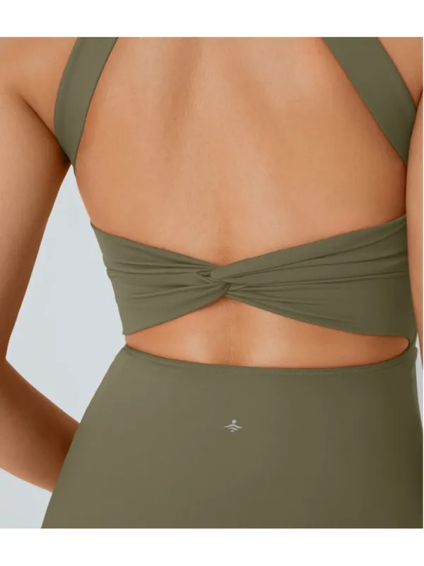 Halara Flare Mini Dance Active Dress Size XL NWT Withered Green (Olive) - Image 9