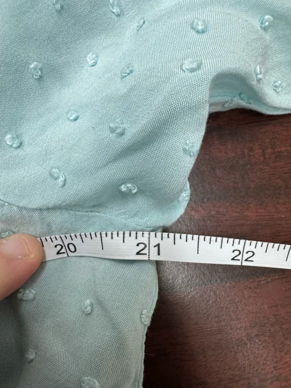 Maeve by Anthropologie Light Blue Rosa Swiss Dot Banded Bottom Blouse- Large - Image 7