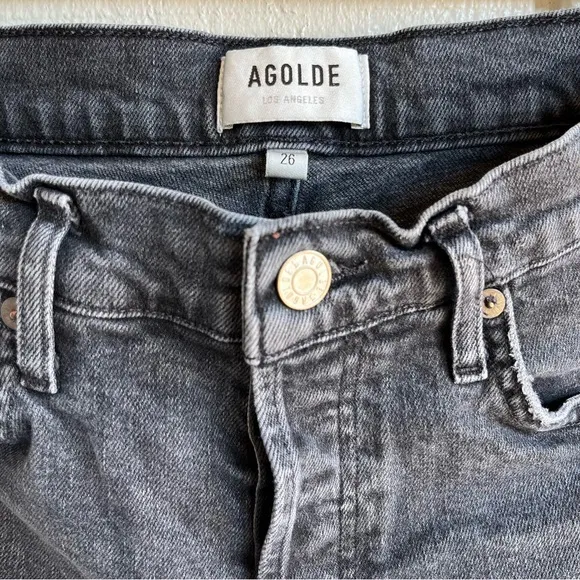 AGOLDE Nico High Rise Slim‎ Jeans in Cassette Distressed Black Wash Size 26 - Image 4
