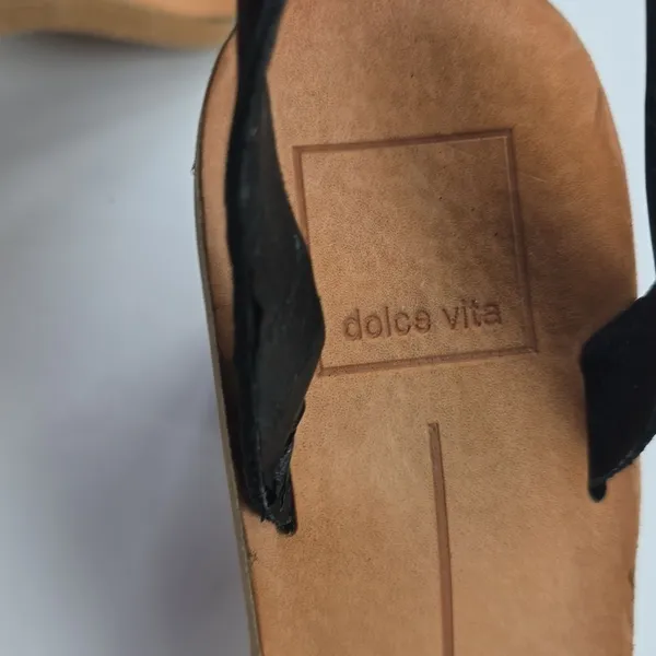 Dolce Vita Heeled Sandals Black Leather Round Heel‎ Women's size 6 - Image 8