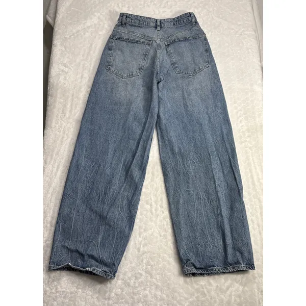 Zara Womens High Rise Wide Leg Jeans Blue Denim SIze 4 Grunge Streetwear Hipster - Image 2
