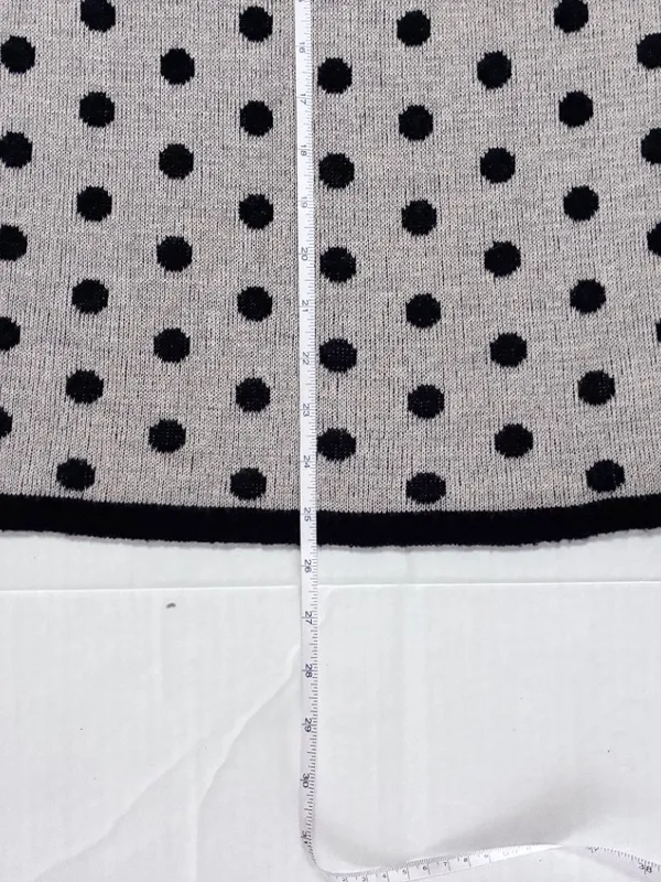 Vintage Polka Dot Knit Wool Blend Pencil Skirt - Size 6 - Tan Black Poka Dots - Image 4