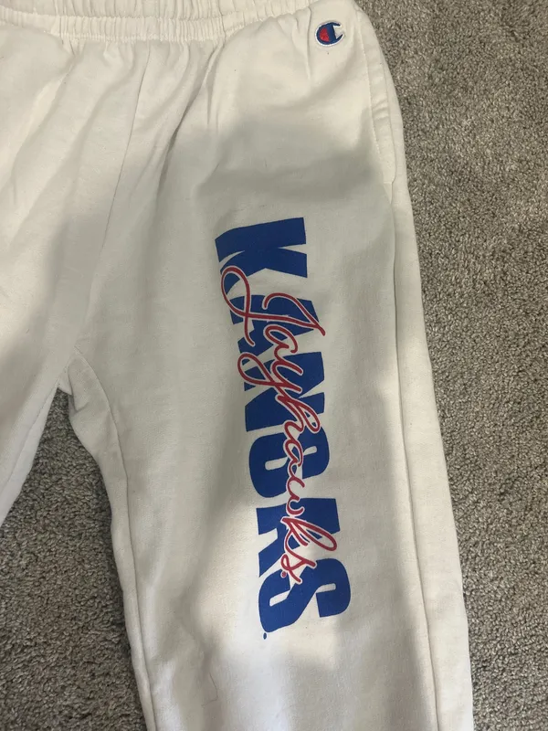Champion KU Jayhawks White Sweatpants - Image 2