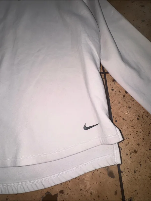 Nike White Half-Zip Pullover with Small Black Swoosh - Image 2