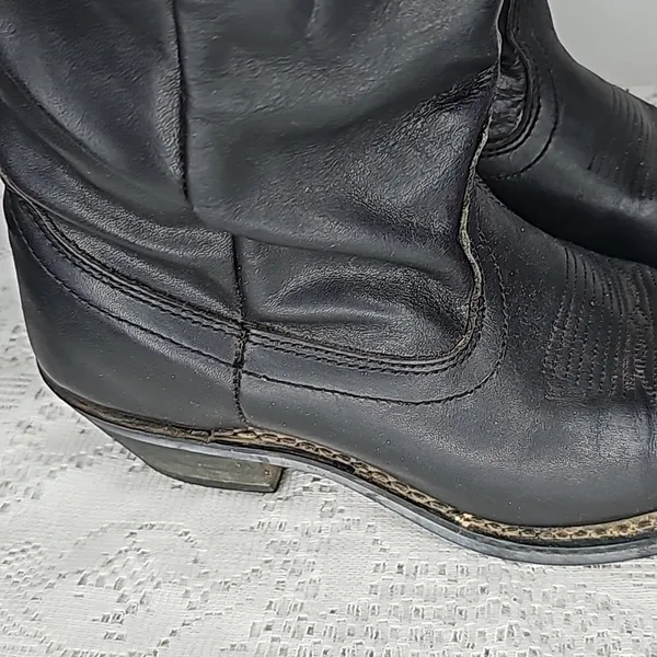 Shyanne Patsy Shy slouch western cowgirl black leather slip on boots sz 6.5 - Image 3