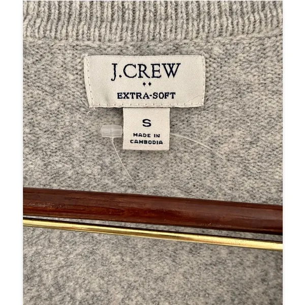J.Crew Women's Extra-Soft Heather Gray Collared V-Neck Polo Sweater Sz S NWOT - Image 8