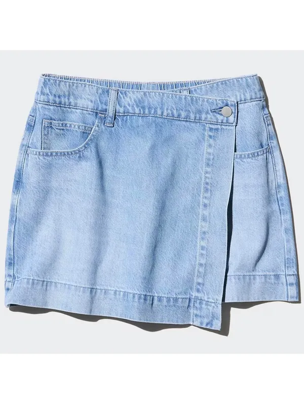 Uniqlo Drapey Denim Skort Light Blue Wash NWT XS - Image 3