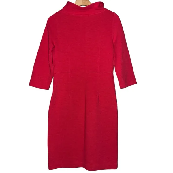 Boden Womens Size 4 Strawberry Red Pink Ribbed Cotton Knit Pocketed Sheath Dress - Image 2