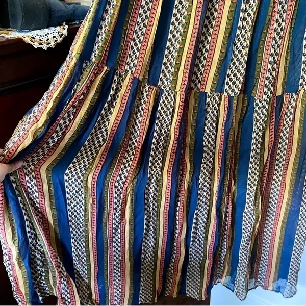 Sézane Dress Dolores Sleeveless Striped Ruffle Maxi Prairie Maya 36 EUC - Image 4