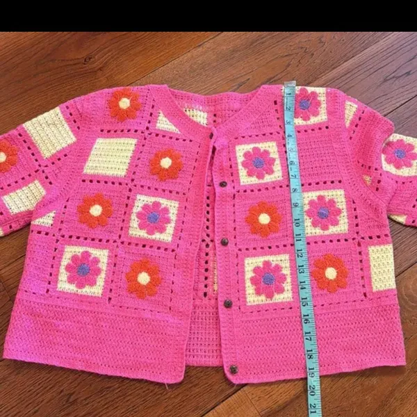 Crochet Floral‎ Knit Cardigan Y2K - Image 8