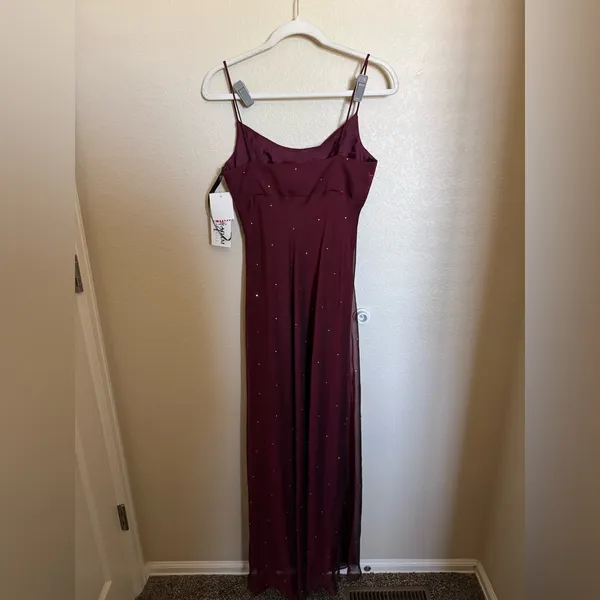 Vintage 90s Betsy & Adams Beaded Prom Formal Gown Sz 8 Red Cowl Neck Whimsygoth‎ - Image 5