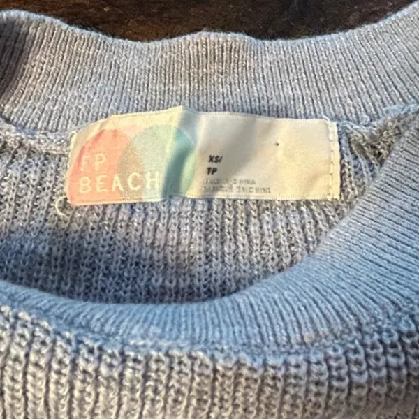 Free People Beach Mariner Knit Sweater Pants Matching Set XS Blue Striped Lounge - Image 5