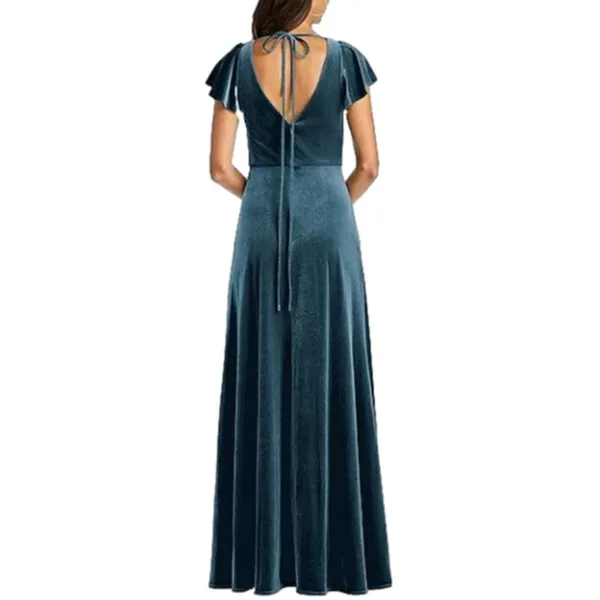 NWT After‎ Six Velvet Flutter Sleeve Dress in Dutch Blue - Image 11