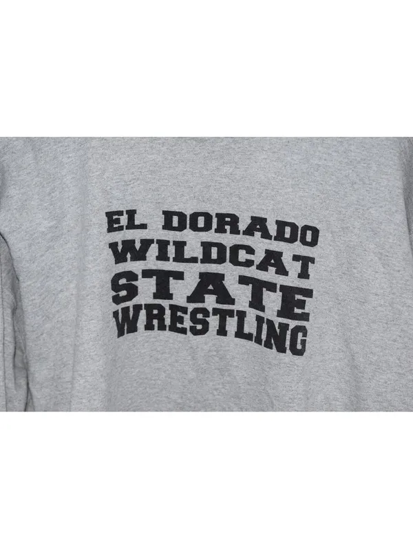 El Dorado Wildcat State Girl's Wrestling 2024 Hoodie Gray Front Kangaroo Pouch - Image 5