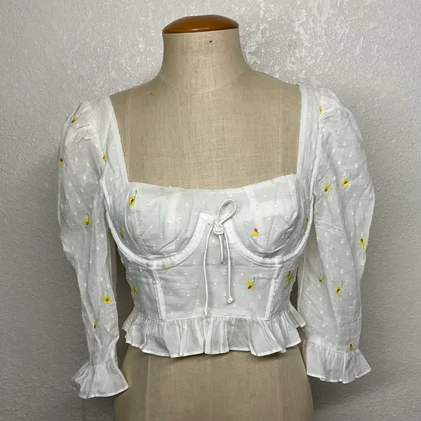 For Love & Lemons Abby Blouse in Ivory corset top Size M - Image 3