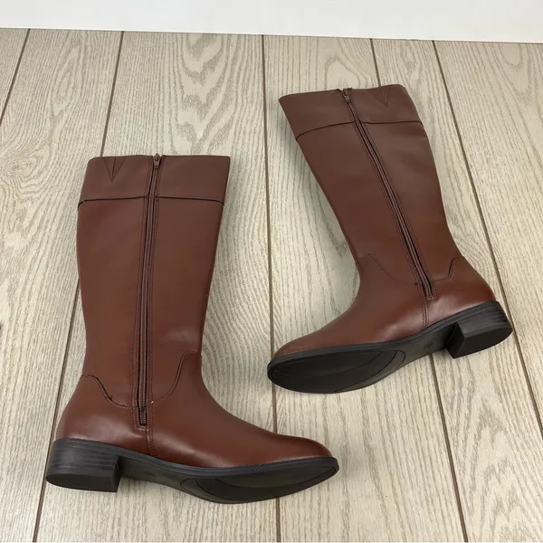 Karen Scott Deliee2 Tall Riding Boots 8M Cognac Brown Faux Leather $80 - Image 2