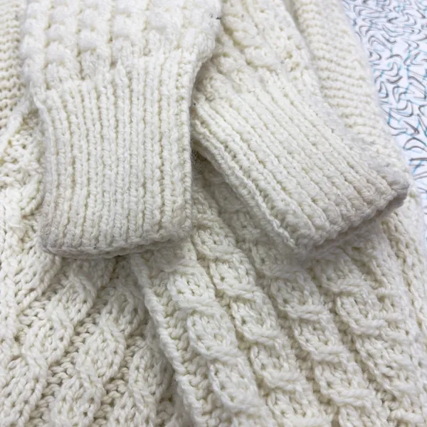 Chunky Cable Knit Sweater Womens S/M‎ Fisherman Handmade Heritage Alpine READ - Image 8