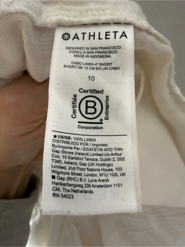 Athleta Cabo Linen 4" Shorts Women's 10 White‎ Elastic Drawstring Waist Pockets - Image 4
