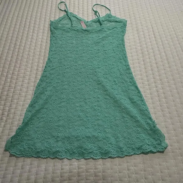 Victoria’s Secret Lace Sheer Lingerie Slip Dress Sz M Medium Teal Green - Image 9