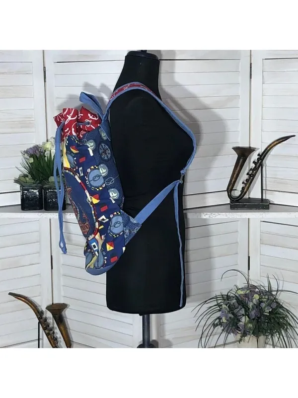 Sun N Sand Beach Cotton Anchor Backpack Red Blue - Image 2