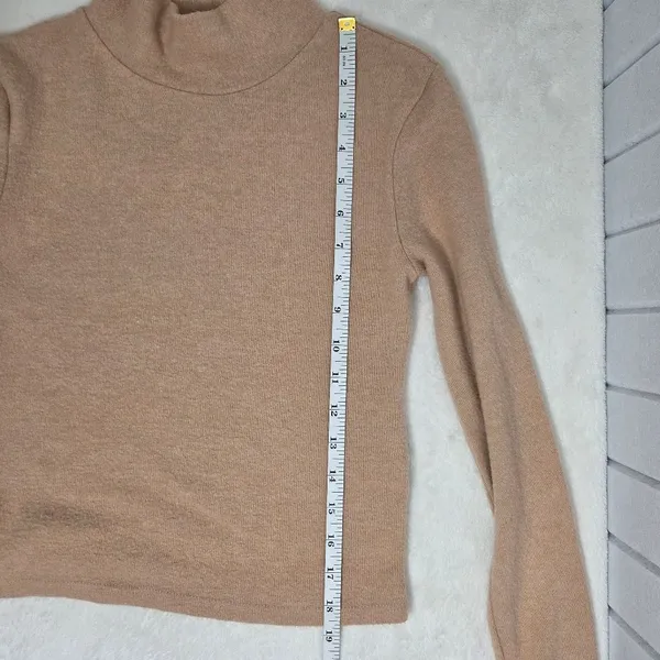 Zara Cozy‎ Crop Tan Mock neck Sweater size S - Image 7