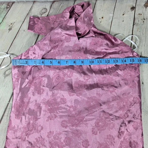 Lulus Got the Key Mauve Satin Floral Jacquard Halter Mini Dress CJD109045 S - Image 10