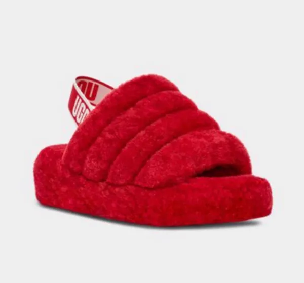 Ugg fluff mama red shearling slingback slip on slippers 7 . - Image 2