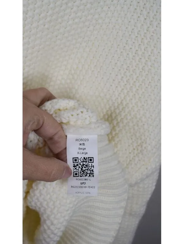 Ivory Chunky Knit Sweater Women's Cream Textured Crewneck Long Sleeve Pullover - Image 4