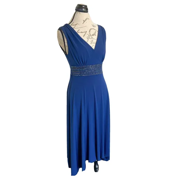 AGB Dress Sz 6 Blue Rhinestones Festival Evening Party Elegant Cocktail Retro - Image 3