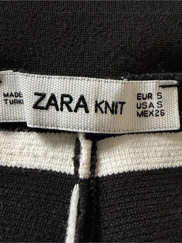 ZARA Black & White Striped Women’s Stretch Knit Pull-On Shorts Small - Image 4