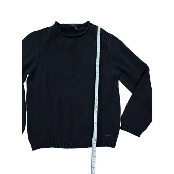 DKNY black knit chunky sweater‎ womens size small - Image 3