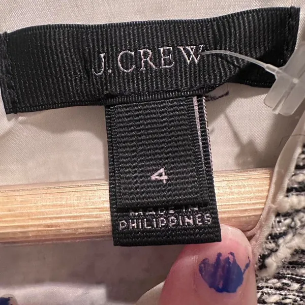 J.Crew Tweed Belted Short Sleeve Knee Length Dress 4‎ Gray Workwear Capsule - Image 4