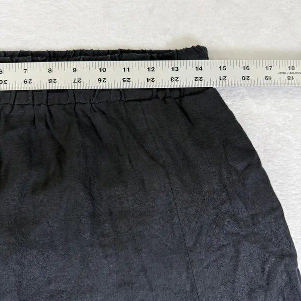 Quince 100% European Linen Maxi Skirt Black Side Slit Pockets Small MIVN004 - Image 3