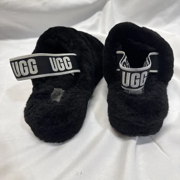 UGG Fluff Yeah Slide Womens 8 Sheepskin Slip On Slide Slippers Black Cozy - Image 7