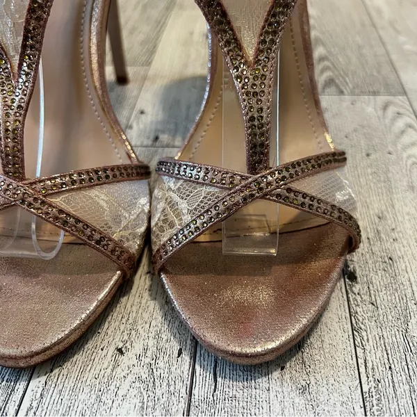 Italina Rose Gold Slingback Heels Lace Size 8.5M Elegant Party formal - Image 3