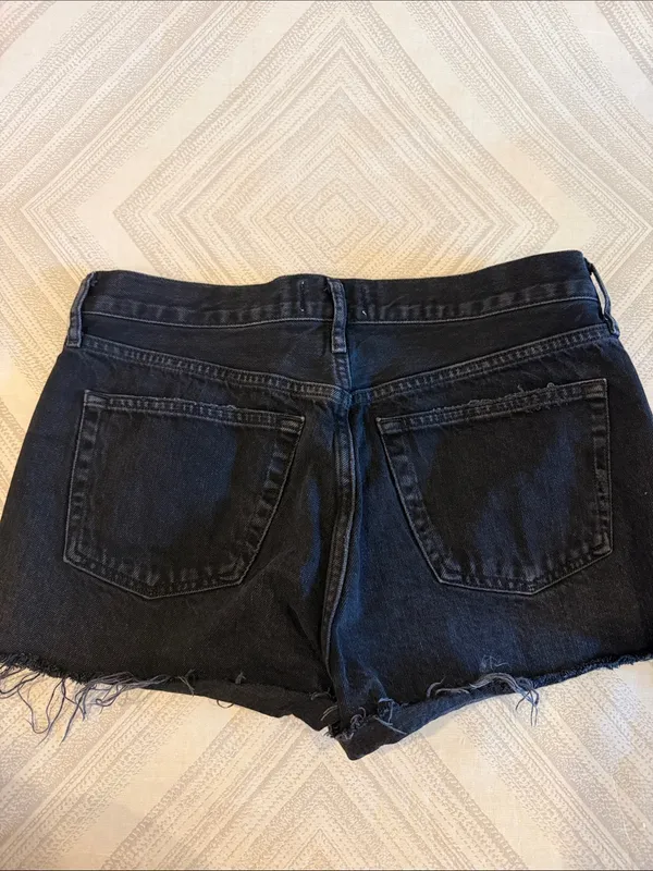 AGOLDE Black Distressed Ripped Button Fly Cutoff Jean Shorts Size 28 - Image 6