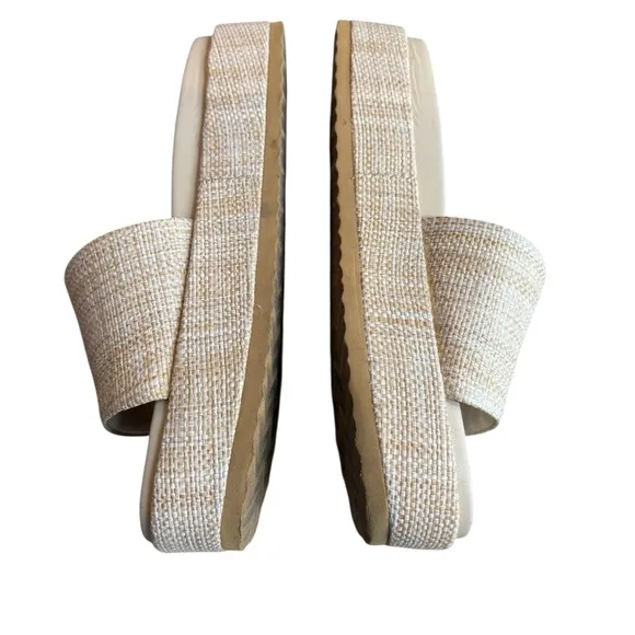 Steve Madden Women’s 9 Kasper Woven Textured Platform Slide‎ Sandals Beige Tan - Image 5