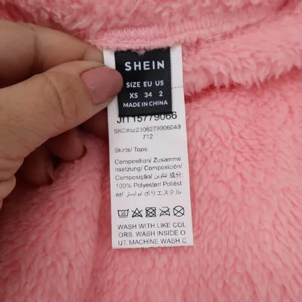 SHEIN Pink Faux Fur Mini Skirt XS Fuzzy Plush Elastic Waist - Image 3