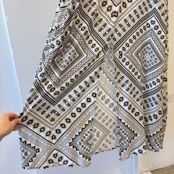 Red Carter Black White Geometric‎ Tribal Tassel Halter Maxi Dress US Large Boho - Image 5